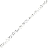 Sterling Silver 0.5mm Fancy Heart Link Anklet - 10 Inch