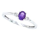 0.32ct Oval Amethyst and Diamond Gemstone Ring in 10Kt White Gold