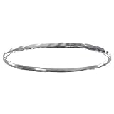 Stelring Silver Hammered Oval Thin Bangle Bracelet - Artisan Handcrafted in Mexico