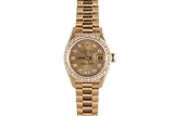Rolex Ladies Yellow Gold President Factory Champagne Diamond Dial