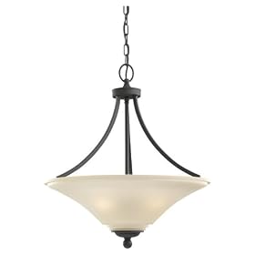 Sea Gull Lighting 65376-839 Three-Light Pendant, Cafe Tint Glass, Blacksmith Finish by Sea Gull Lighting