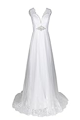 Plus Size A-line V-neck Cap Sleeves Tulle Lace Backless Crystal Wedding Dress  with a Brush/Sweep Train  With a Sash 