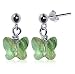 Kids Butterfly Green Swarovski Crystal Sterling Silver 1" Long Post Drop Earrings