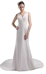 V-neck Sleeveless Charmeuse/Chiffon Beaded Evening Dress 