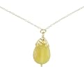 14K Gold on Silver Yellow Agate Bead Necklace - 18"