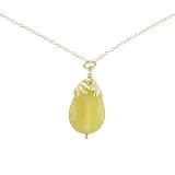 14K Gold on Silver Yellow Agate Bead Necklace - 18"