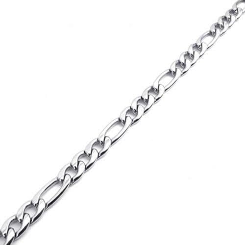 KONOV Jewelry Mens Stainless Steel Medium Figaro Chain Necklace 16-40" inch, Silver, 5mm