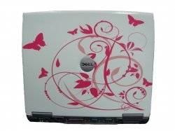 Dell Latitude D400 Laptop With White & Pink Butterfly Lid