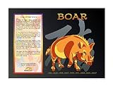 Asian Zodiac Poster Year of the Boar: Birth Years 1923 1935 1947 1959 1971 1983 1995 2007 2019