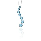 Sterling Silver 2 1/3 ct. Blue Topaz "Journey of Love" Curve Pendant with Chain