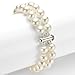La Regis Jewelry Sterling Silver 2-rows White Freshwater Cultured Pearl Bracelet secured with Tube Clasp