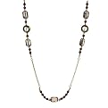 Faux Pearl Long Beaded Necklace - Goldtone