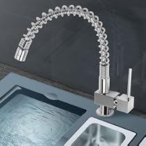 Design K&uuml;chenarmatur SA-016, Wasserhahn mit einhebelmischer Mischbatterie f&uuml;r Sp&uuml;ltisch in der K&uuml;che, Sanit&auml;r-Armatur mit Einhandmischer aus Chrom (verchromt), an jeder Sp&uuml;le als Hahn / Sp&uuml;ltischarmatur einsetzbar, DAW - Armaturen