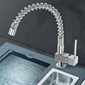 Design K�chenarmatur SA-016, Wasserhahn mit einhebelmischer Mischbatterie f�r Sp�ltisch in der K�che, Sanit�r-Armatur mit Einhandmischer aus Chrom (verchromt), an jeder Sp�le als Hahn / Sp�ltischarmatur einsetzbar, DAW - Armaturen