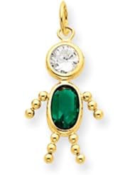 14k Gold May Boy Birthstone Charm