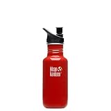 Klean Kanteen Stainless Steel 18 Ounce Water Bottle with 2.0 Sports Cap, Indicator Red