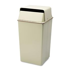 Security Trash Receptacle with 36 Gallon Capacity, 18 x 18 x 37-1 2, Putty SAF9693PT by Safco