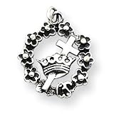 Sterling Silver Wreath Cross and Crown Charm