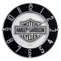 Harley-DavidsonÂ® Mirrored Bar & Shield Logo Wall Clock. Bar & Shield logo. Mirrored. 99365-10V