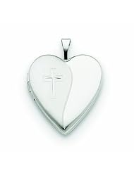 Genuine 14K White Gold 20mm White Gold Polished Satin With Cross Heart Locket 2 Grams Of Gold 100% Satisfaction Guaranteed.