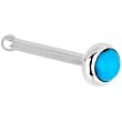 Solid 14KT White Gold 2mm Turquoise Nose Bone - 20 Gauge