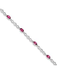 Sterling Silver Pink Tourmaline and Diamond Bracelet