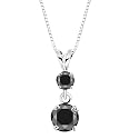14k White Gold 2-Stone Black Diamond Drop Dangle Pendant (1/4 cttw), 18''