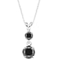 14k White Gold 2-Stone Black Diamond Drop Dangle Pendant (1/4 cttw), 18''