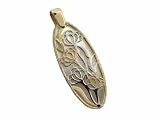 Oval Floret Pendant with Swinging White Mother Of Pearl Backdrop, 14k Gold