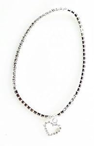 Diamond Studded Heart Anklet - Dangle Malibu Anklet (White)