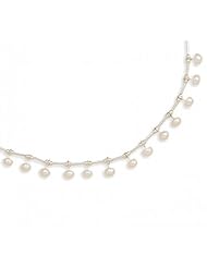 MMA Silver - 16 inch Liquid Silver with 15 White Cultured Freshwater Pearls Necklace