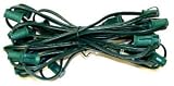 25 Light Empty Green Wire C7 Candelabra Screw (E12) Base String Christmas Holiday Light Bulb Set