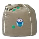 Cocoon Couture Sleepy Owl Bean Bag Cover, Blue Owl on Sand - 100% washable pinwale cotton