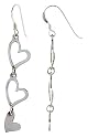 Sterling Silver Graduated Hearts French Ear Wire Dangle Earrings, 2 1/4" (57mm) tall
