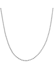 14 Karat White Gold 1-mm Diamond-cut Bead Ball Chain (24 Inch)