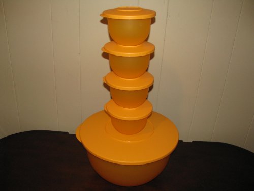 SET of 5 TUPPERWARE IMPRESSIONS CLASSIC BOWLS - (1) HUGE 32-Cup Capacity with (4) Mini 2-cup Capacity Limited Edition - Not Available in Catalog