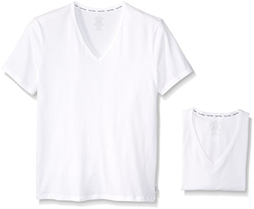 Calvin Klein Men's 2-Pack Modern Cotton Stretch V-Neck T-Shirt, White, Medium