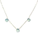Gold-Filled Chain with Faceted Dyed Sea Blue Chalcedony Briolette Necklace, 17