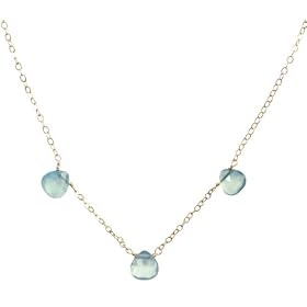 Gold-Filled Chain with Faceted Dyed Sea Blue Chalcedony Briolette Necklace, 17"