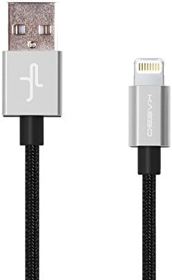 Juno Power KAEBO (BLACK WITH SILVER HEAD) - 1 Meter (3.3 FT) Braided iPhone Lighting 8 Pin Cable with Aluminum Connectors for iPhone 6 Plus, 6, 5S, 5C, 5; iPad Air, iPad Mini and More; Apple Lightning Cable, Lightning Charger, Lightning Cable MFI Certified