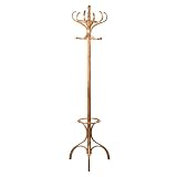 from supersalestore Acabado Coat Stand Oak Finish Solid Birch Wood Floor Standing Stylish