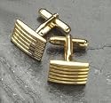 Executive Style Gold Plated Striped Bars Cufflinks