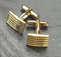 Executive Style Gold Plated Striped Bars Cufflinks