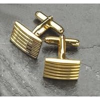 Executive Style Gold Plated Striped Bars Cufflinks