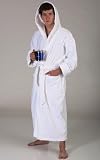 New Terry Velour Hooded Bathrobe, Men � s Bath Robe White M L, Exclusi
