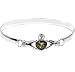 Green Amber Claddagh Heart Shaped Stone Small Elegent Bangle 7"