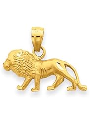 14k Gold Diamond-cut Lion Pendant