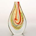 Hand Blown Abstract Swirl Sommerso Art Glass Vase 11" tall