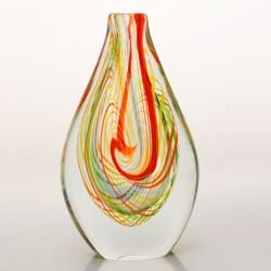 Hand Blown Abstract Swirl Sommerso Art Glass Vase 11