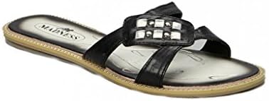 Nichole Simpson Women's Leather Beaded Flat Gladiator Slide Sandal (1261)